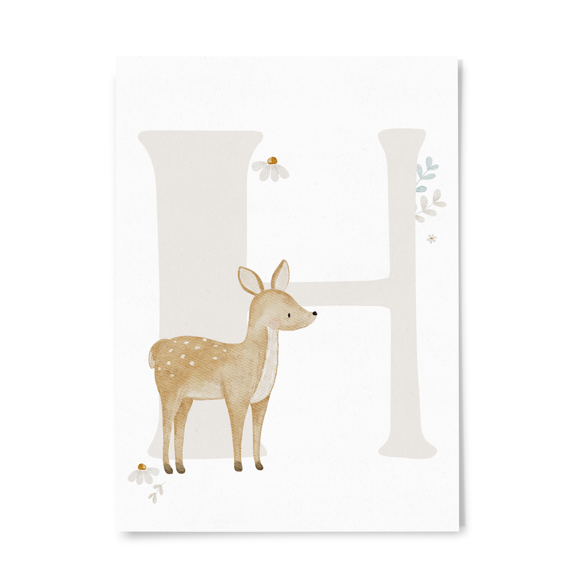 Buchstabenkarte Waldtiere H