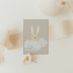 Minikarte Ostern Hase blaue Blumen beige A7