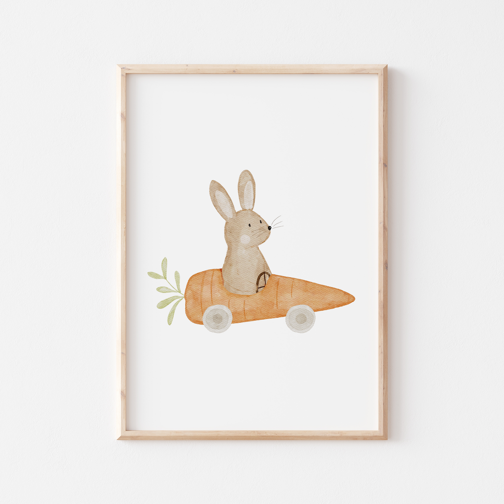 Poster Hase im Möhrenauto A4
