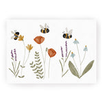 Postkarte Wiesenblumen und Hummeln