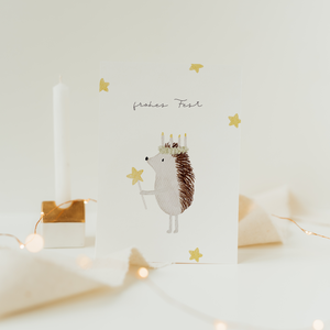 Weihnachtskarte Igel Lucia