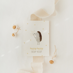 Postkarte Igel happy happy new year