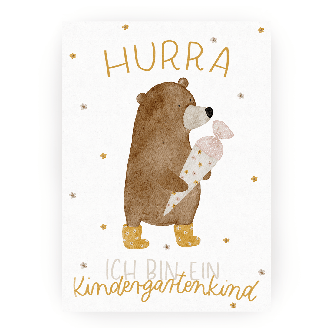 Postkarte Kindergartenkind Bär