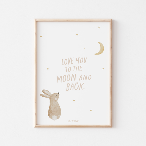 Poster Love you to the moon - Hase A4 & A3