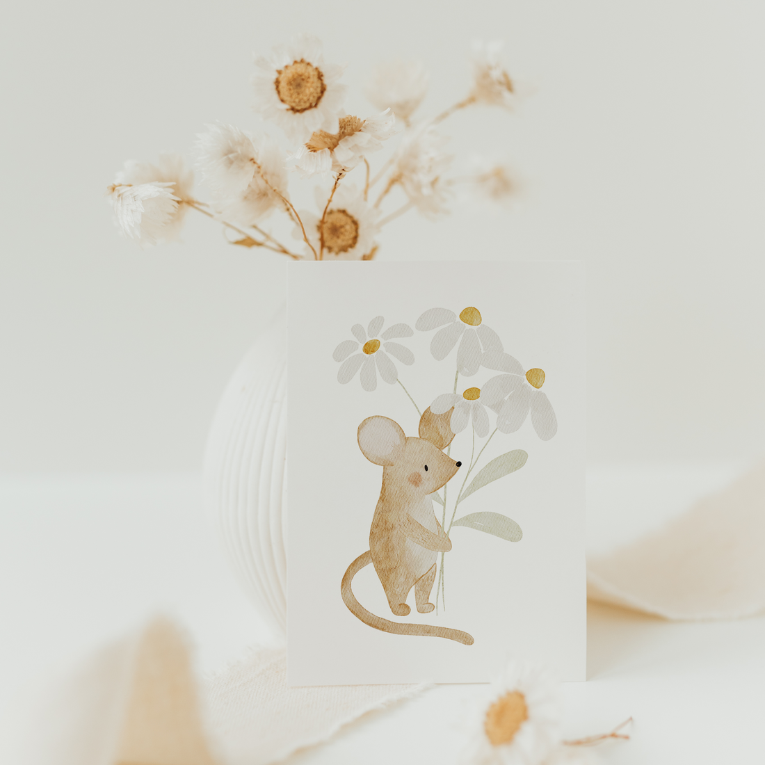 Minikarte Maus Blumenstrauß A7