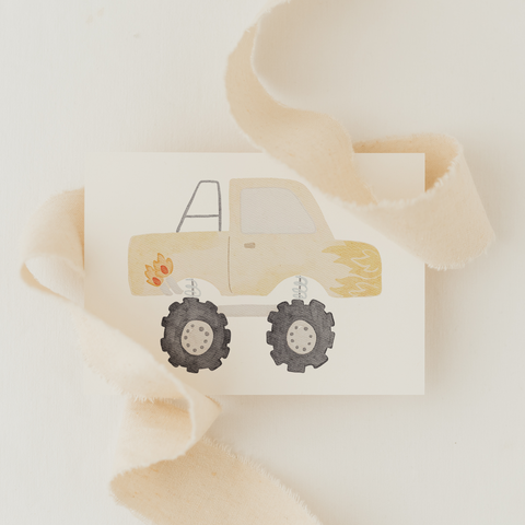 Postkarte Monstertruck gelb