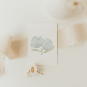 Minikarte Ostern blaue Blumen A7