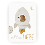 Postkarte Geburtstag Raketenbär