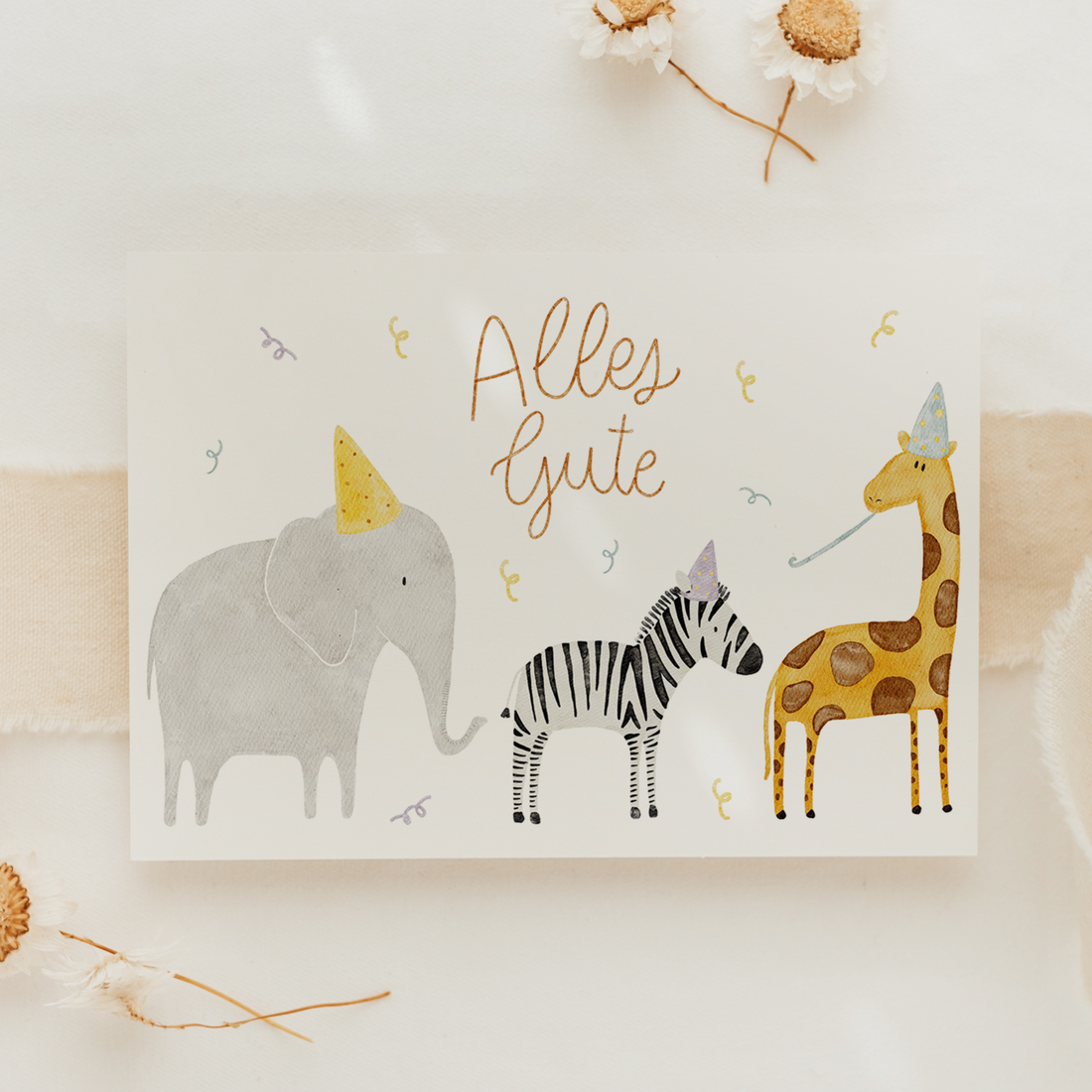 Hej Hanni Postkarte Geburtstag Safaritiere