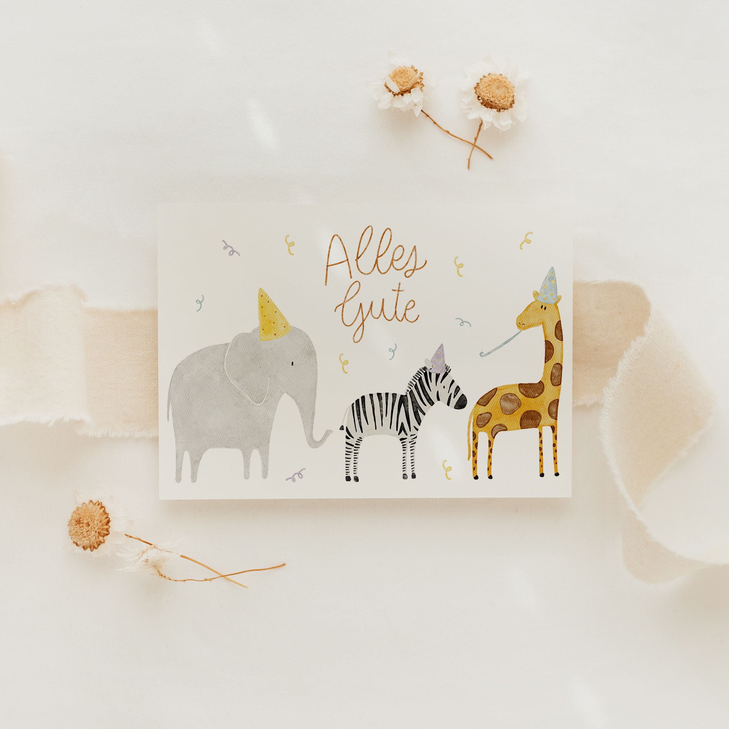 Postkarte Geburtstag Giraffe