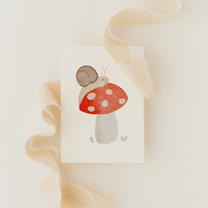 Postkarte Schnecke Pilz