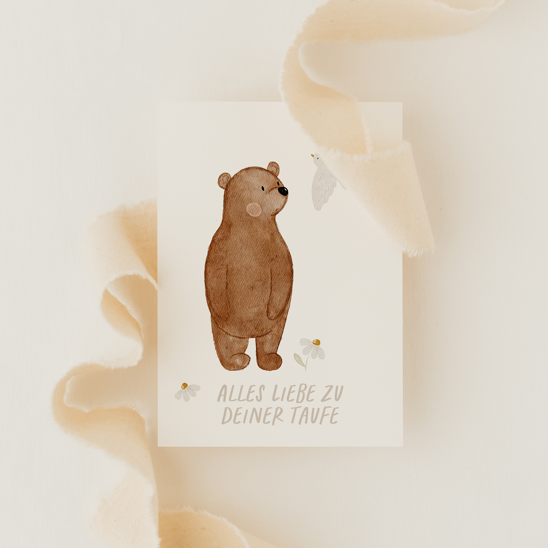Postkarte Taufe Bär