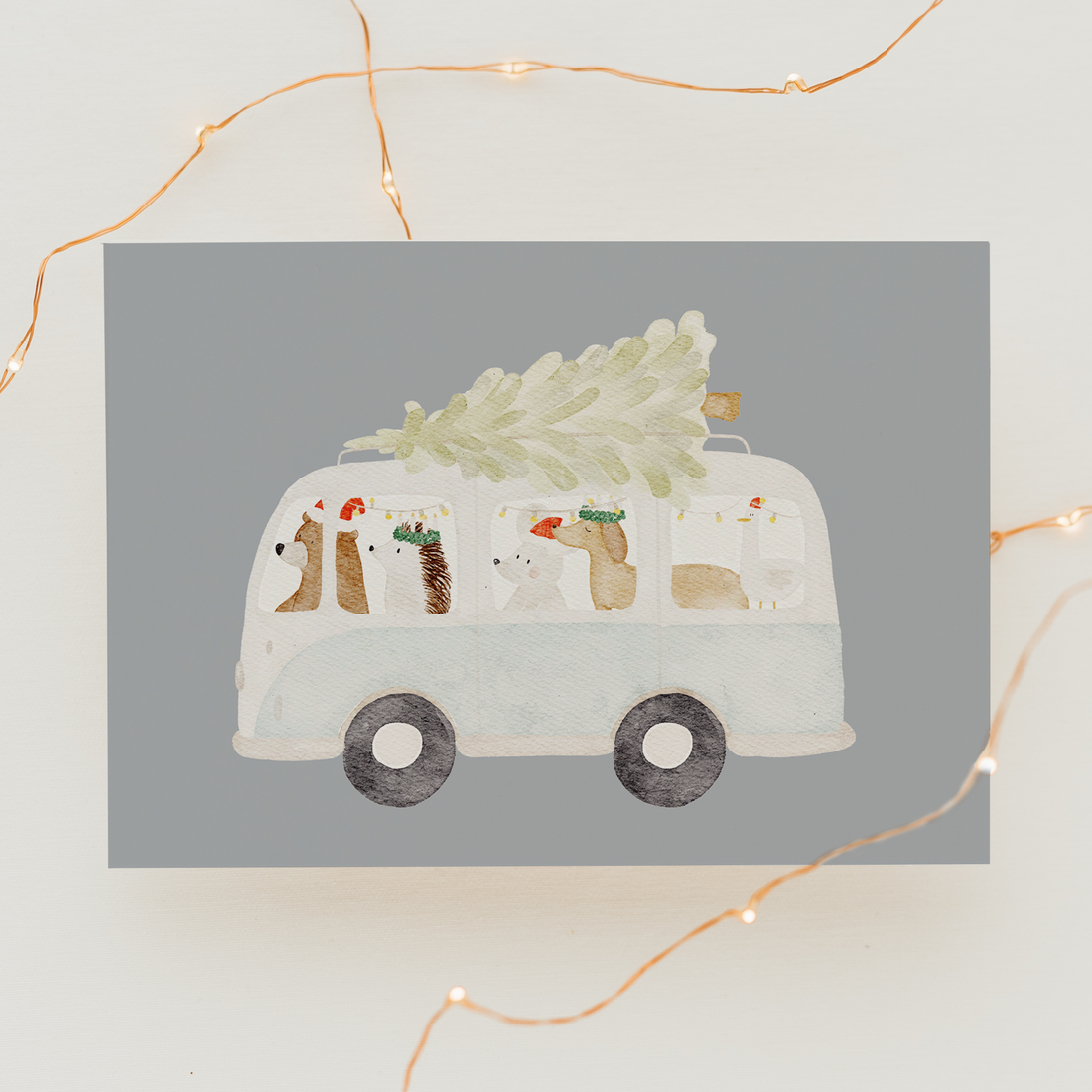 Hej Hanni Weihnachtskarte Weihnachtsbus