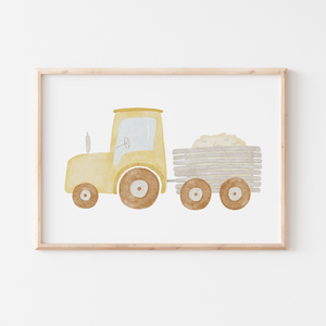 Poster Traktor mit Anhänger A4