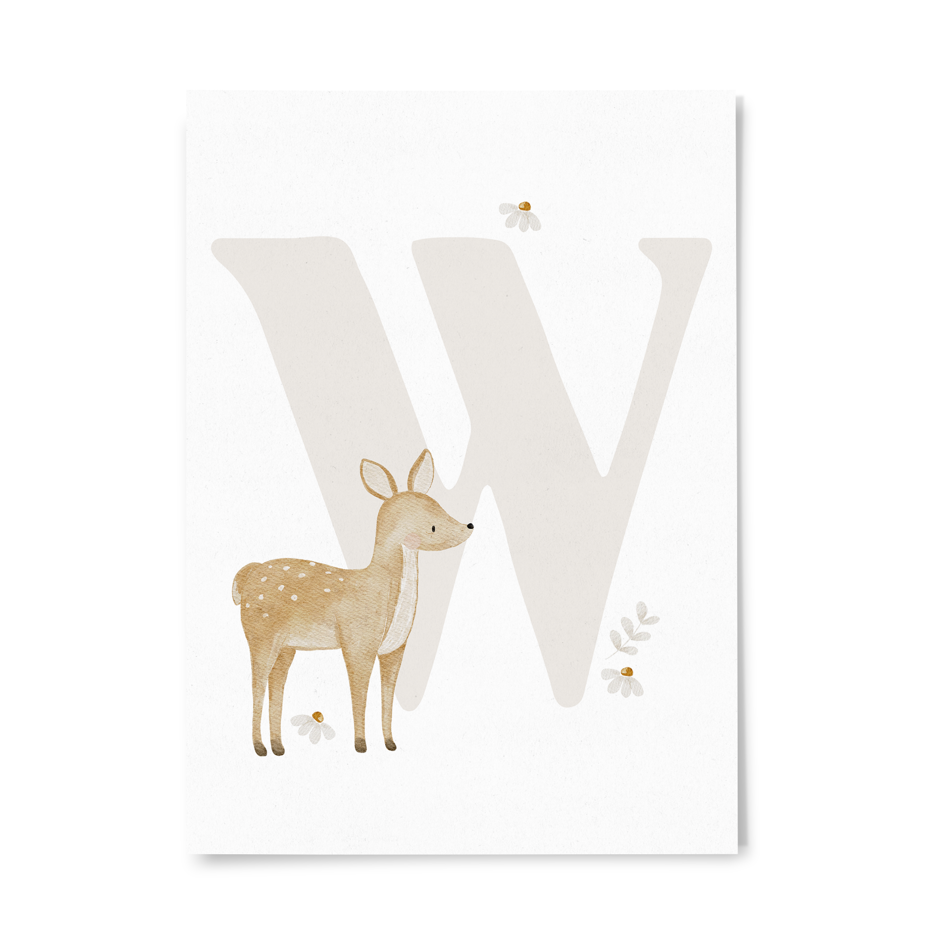 Buchstabenkarte Waldtiere W