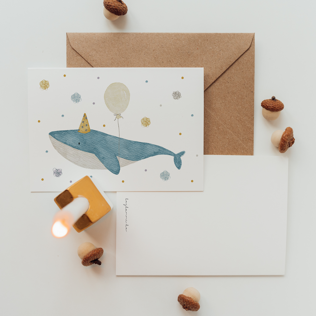 Hej Hanni Postkarte Geburtstag Wal blau