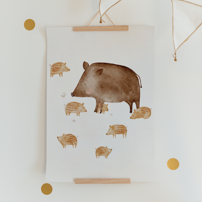 Hej Hanni Poster Wildschweine A4 &amp; A3