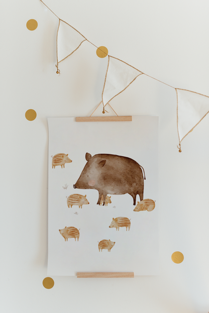 Hej Hanni Poster Wildschweine A4 &amp; A3