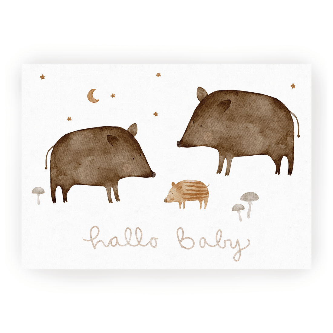 Hej Hanni Postkarte Wildschweine Hallo Baby