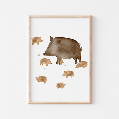 Poster Wildschweine A4 / A3 / A2