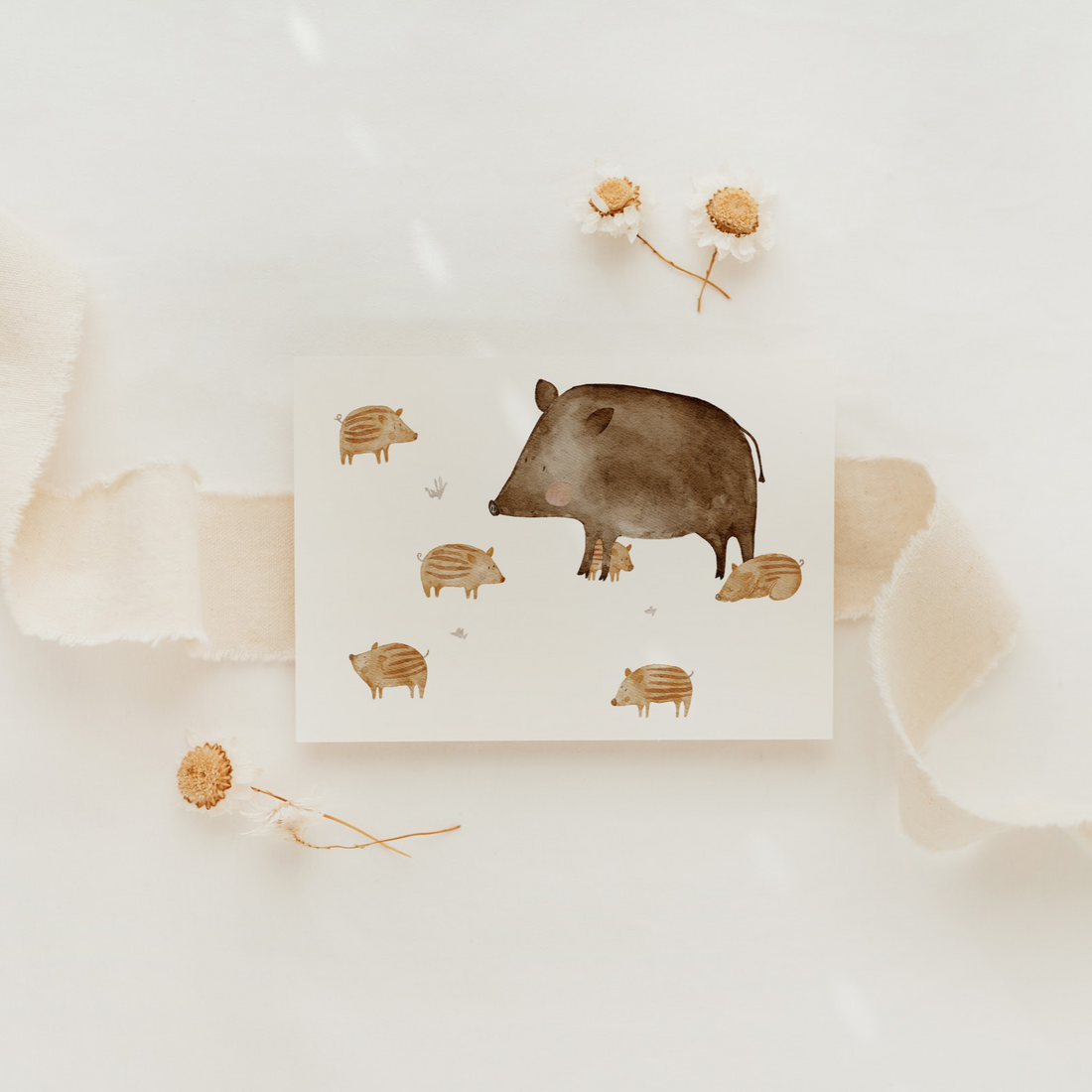 Hej Hanni Postkarte Wildschweine