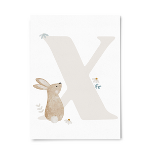 Buchstabenkarte Waldtiere X
