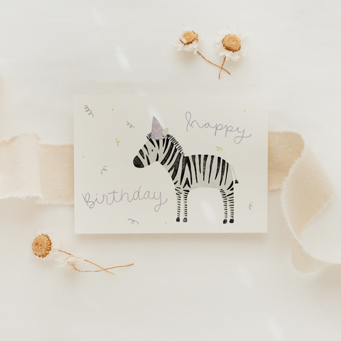 Postkarte Geburtstag Zebra