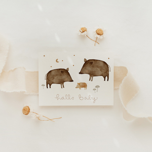 Postkarte Wildschweine Hallo Baby