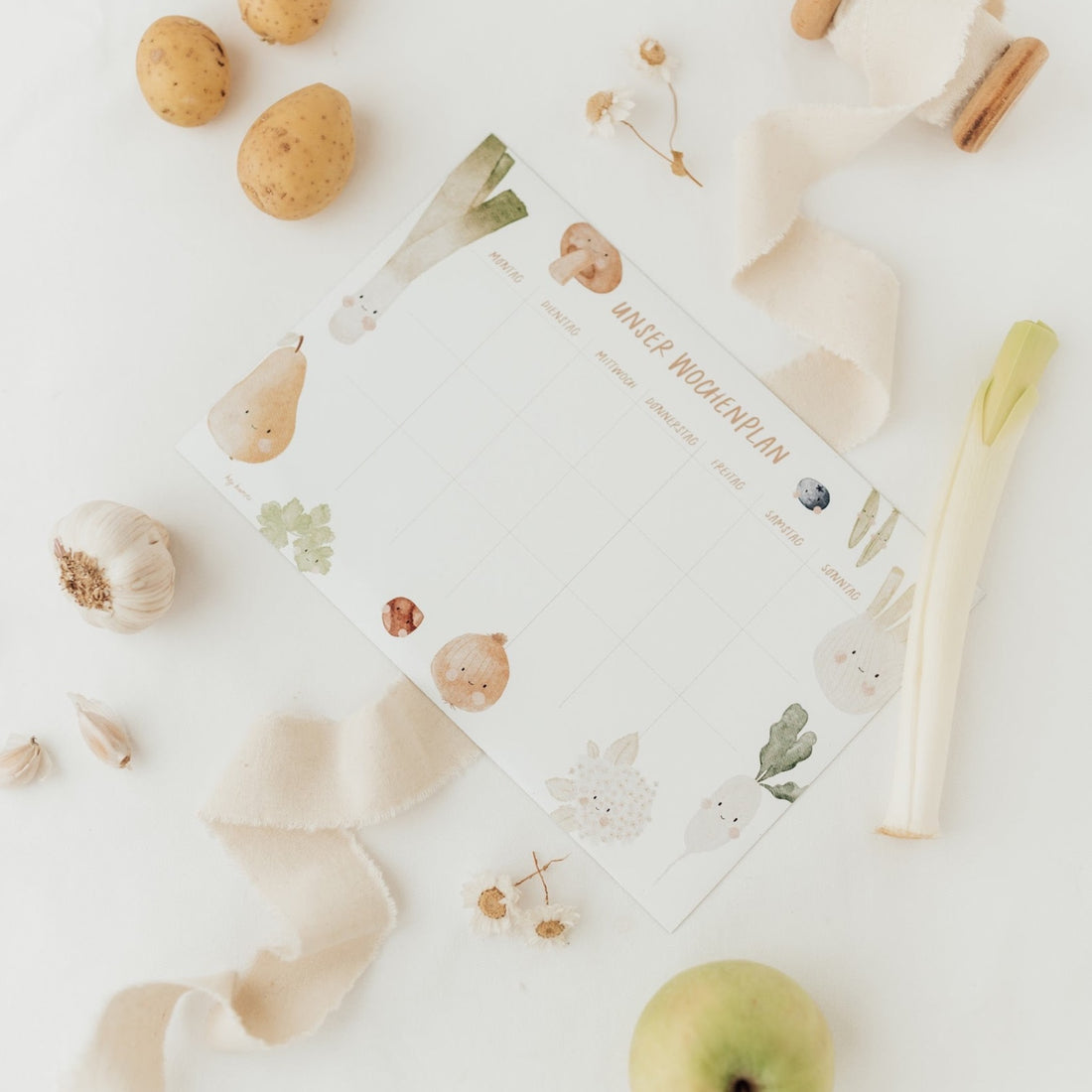 Hej Hanni wiederverwendbarer Wochenplan Früchte groß / Kühlschrankmagnet