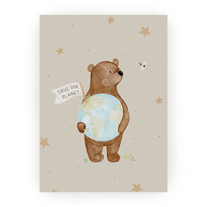 Postkarte Bär save our world